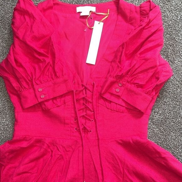 NWT House Of Harlow 1960 Magenta Puff Sleeve Mini Dress Size 4 - Picture 11 of 15
